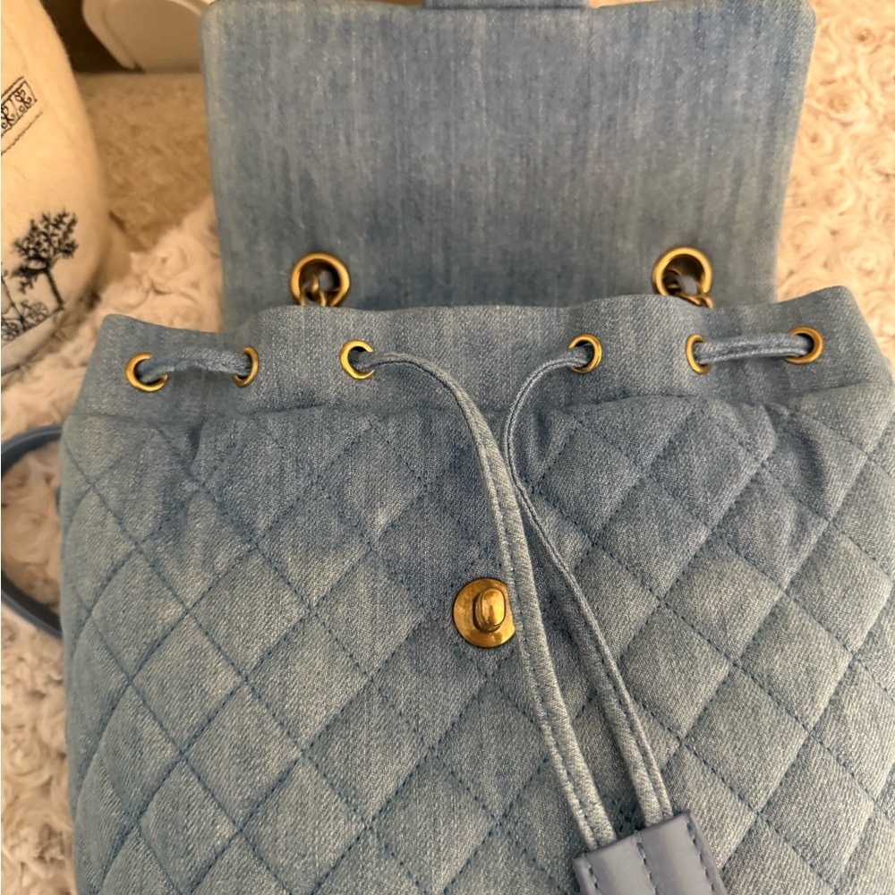 CHANEL Light Blue Quilted Backpack - Picture 16 of 16